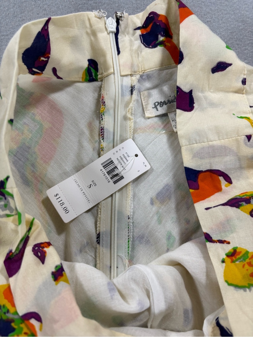 Anthropologie porridge Cream Floral Midi Skirt with Multicolor Print birds S - Picture 3 of 11